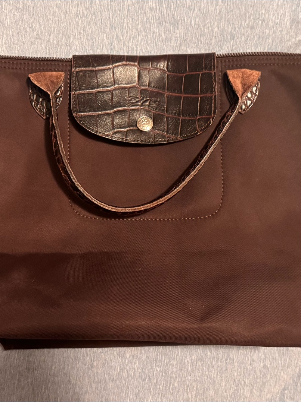 Longchamp Le Pliage Medium with Croc-Texture Flap Very Rare